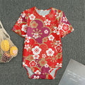 Flower Kimono Pattern Print Men's Bodysuit