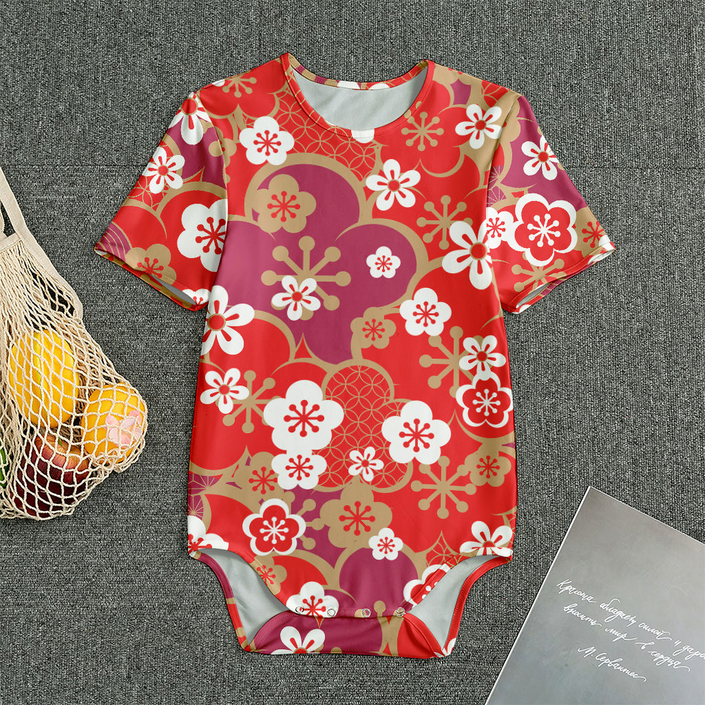 Flower Kimono Pattern Print Men's Bodysuit