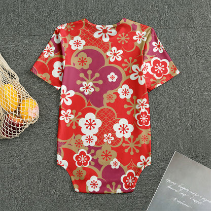 Flower Kimono Pattern Print Men's Bodysuit