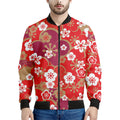 Flower Kimono Pattern Print Men's Bomber Jacket