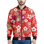 Flower Kimono Pattern Print Men's Bomber Jacket