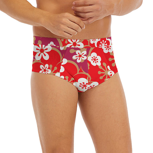 Flower Kimono Pattern Print Men's Briefs