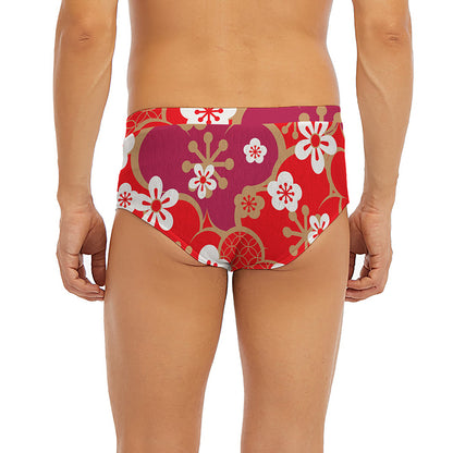 Flower Kimono Pattern Print Men's Briefs