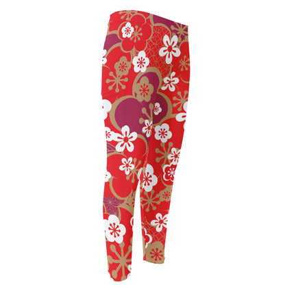 Flower Kimono Pattern Print Men's Compression Pants