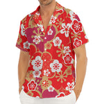 Flower Kimono Pattern Print Men's Deep V-Neck Shirt