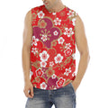 Flower Kimono Pattern Print Men's Fitness Tank Top