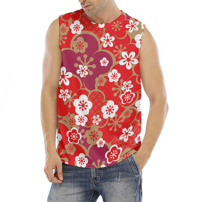 Flower Kimono Pattern Print Men's Fitness Tank Top