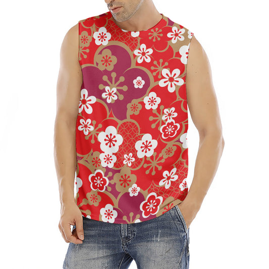 Flower Kimono Pattern Print Men's Fitness Tank Top