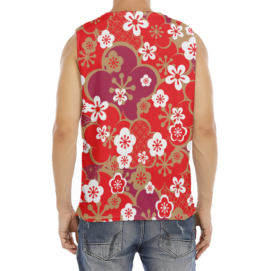 Flower Kimono Pattern Print Men's Fitness Tank Top
