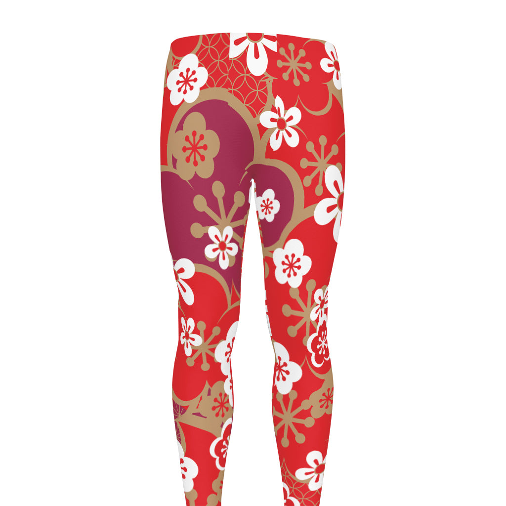 Flower Kimono Pattern Print Men's leggings