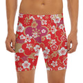 Flower Kimono Pattern Print Men's Long Boxer Briefs