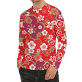 Flower Kimono Pattern Print Men's Long Sleeve Rash Guard