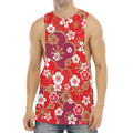 Flower Kimono Pattern Print Men's Muscle Tank Top