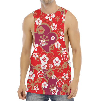 Flower Kimono Pattern Print Men's Muscle Tank Top