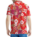 Flower Kimono Pattern Print Men's Polo Shirt
