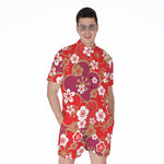 Flower Kimono Pattern Print Men's Rompers
