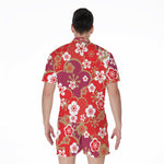 Flower Kimono Pattern Print Men's Rompers