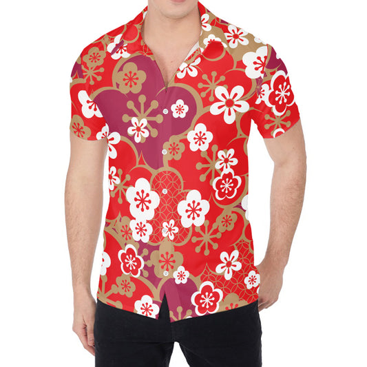 Flower Kimono Pattern Print Men's Shirt