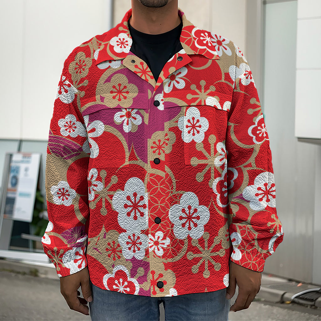 Flower Kimono Pattern Print Men's Shirt Jacket