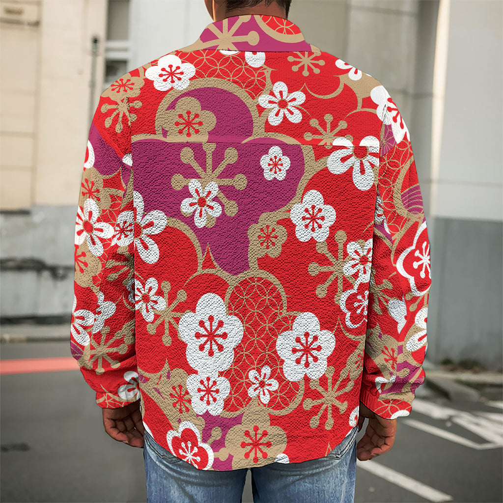 Flower Kimono Pattern Print Men's Shirt Jacket