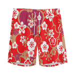 Flower Kimono Pattern Print Men's Sports Shorts