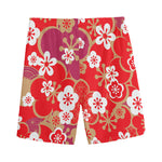Flower Kimono Pattern Print Men's Sports Shorts
