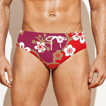 Flower Kimono Pattern Print Men's Swim Briefs