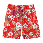 Flower Kimono Pattern Print Men's Swim Trunks