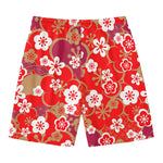 Flower Kimono Pattern Print Men's Swim Trunks