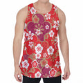 Flower Kimono Pattern Print Men's Velvet Tank Top
