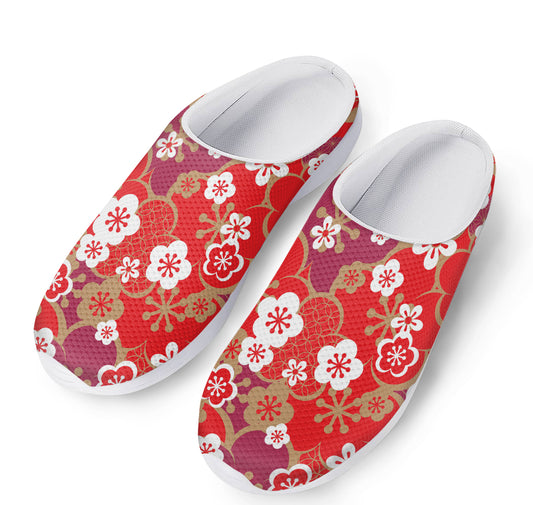 Flower Kimono Pattern Print Mesh Casual Shoes