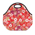 Flower Kimono Pattern Print Neoprene Lunch Bag