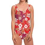 Flower Kimono Pattern Print One Piece Swimsuit