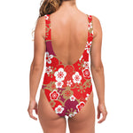 Flower Kimono Pattern Print One Piece Swimsuit