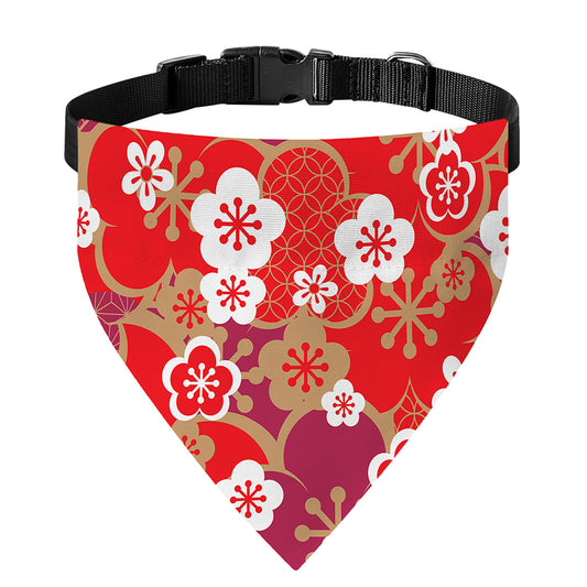 Flower Kimono Pattern Print Over The Collar Dog Bandana