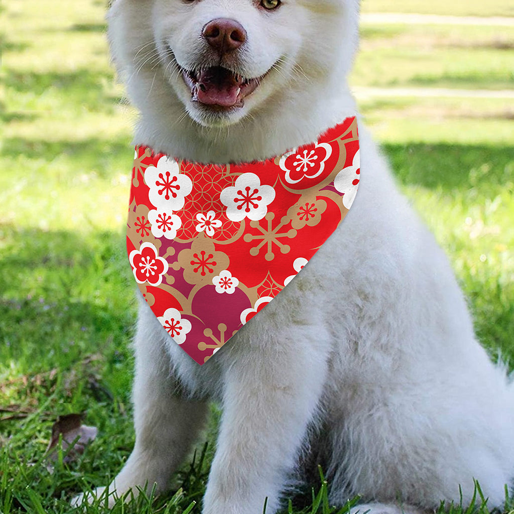 Flower Kimono Pattern Print Over The Collar Dog Bandana
