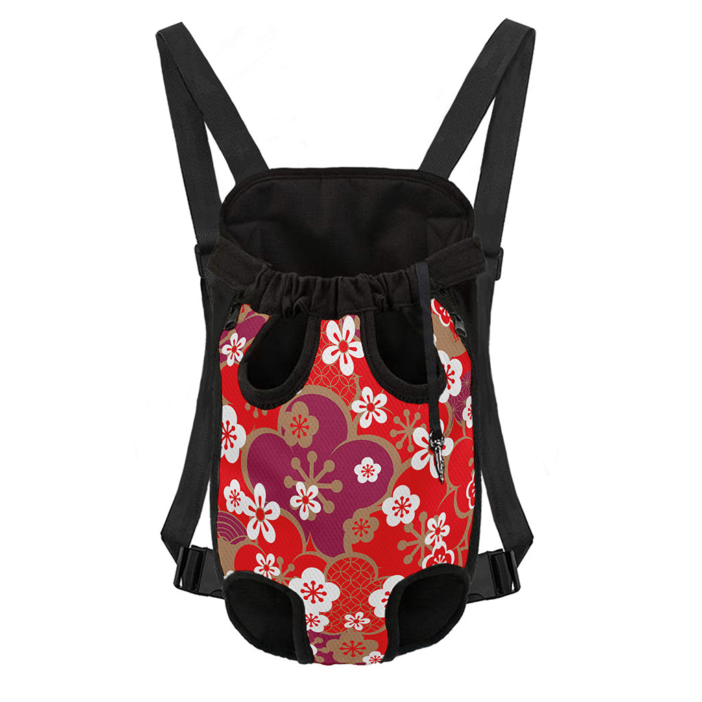 Flower Kimono Pattern Print Pet Carrier Backpack