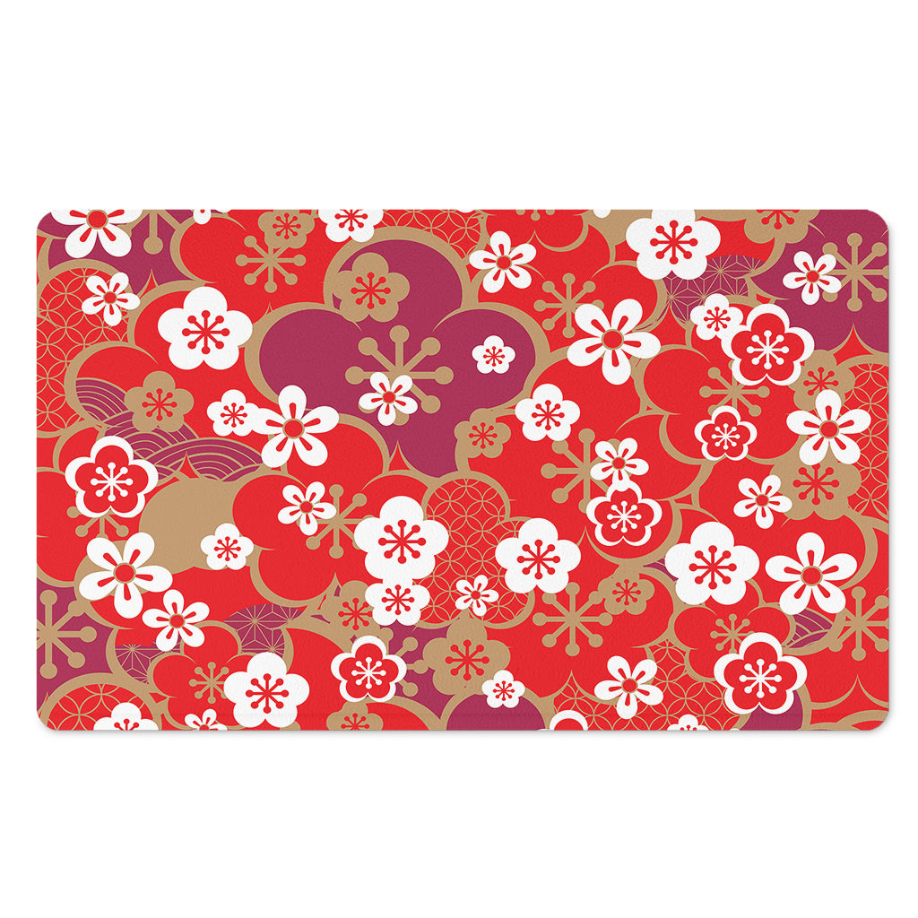 Flower Kimono Pattern Print Polyester Doormat