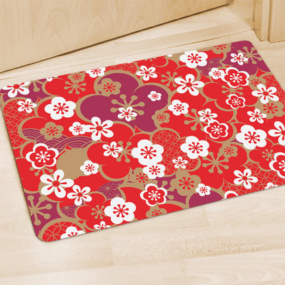Flower Kimono Pattern Print Polyester Doormat
