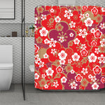 Flower Kimono Pattern Print Polyester Shower Curtain