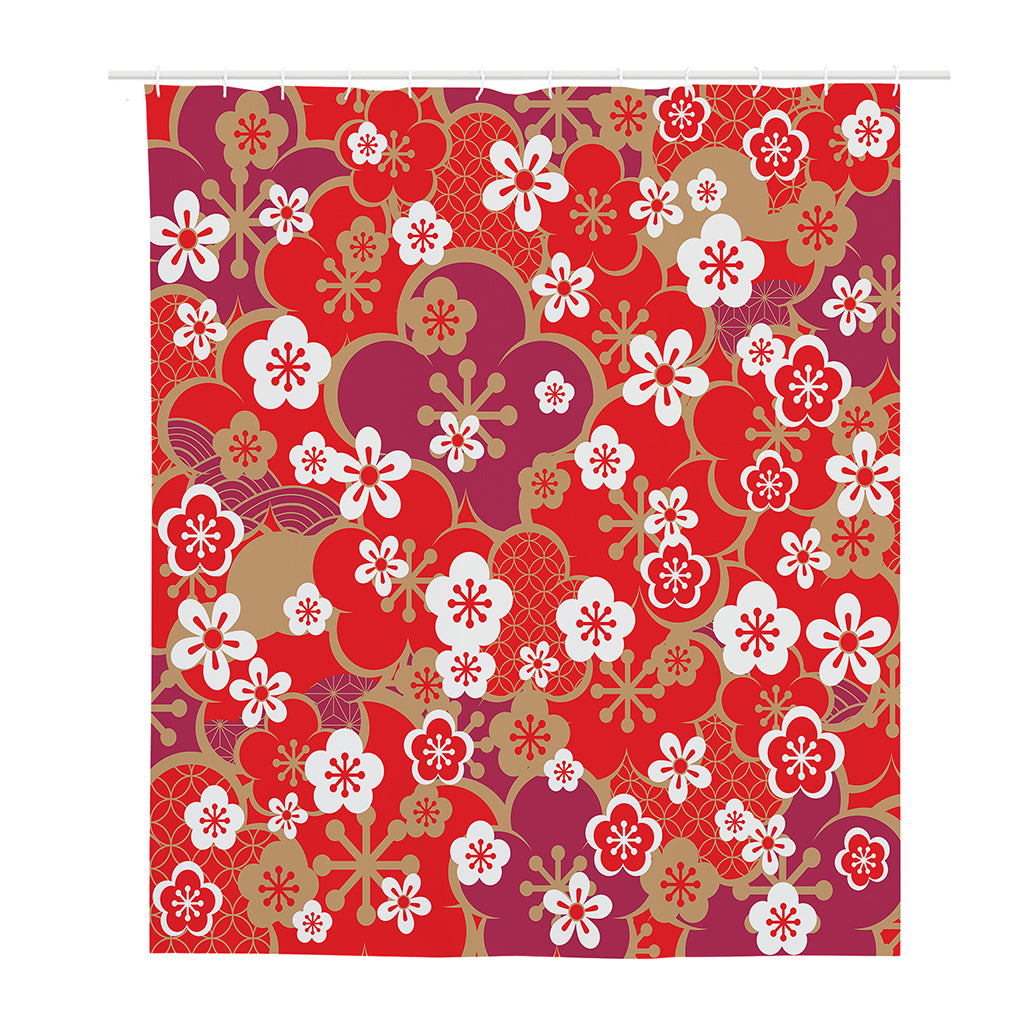 Flower Kimono Pattern Print Polyester Shower Curtain