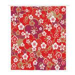Flower Kimono Pattern Print Polyester Shower Curtain