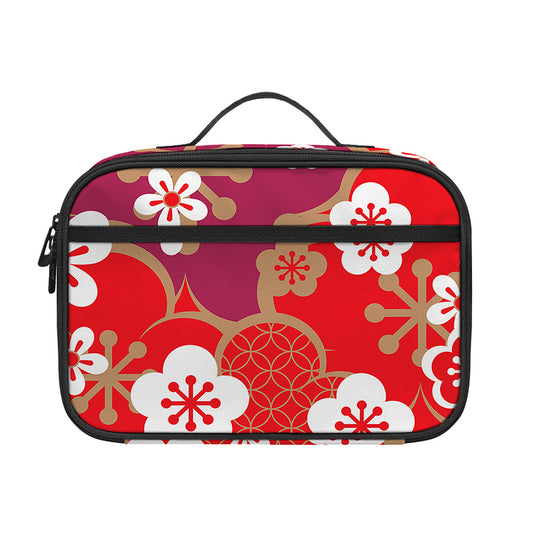 Flower Kimono Pattern Print Portable Lunch Bag
