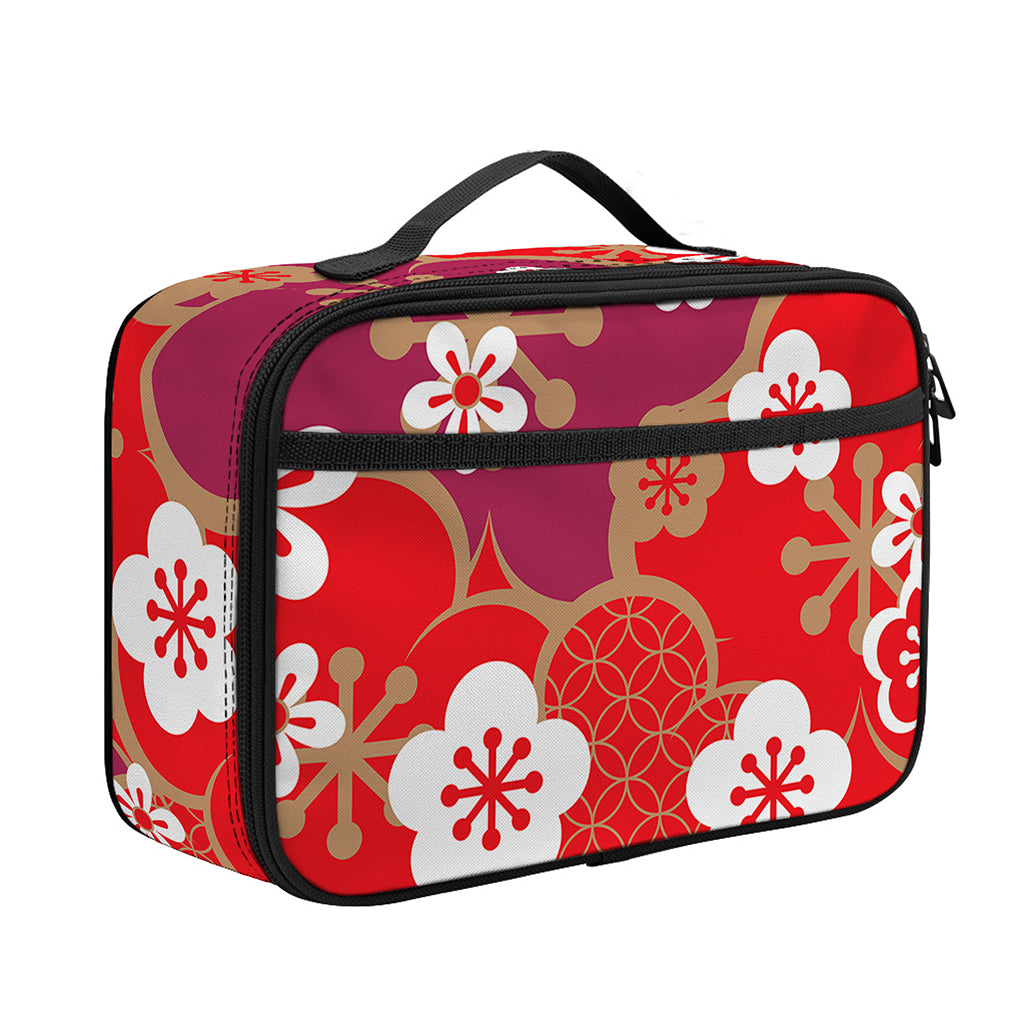 Flower Kimono Pattern Print Portable Lunch Bag