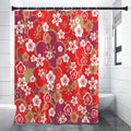 Flower Kimono Pattern Print Premium Shower Curtain