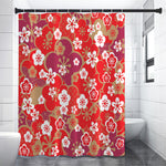 Flower Kimono Pattern Print Premium Shower Curtain