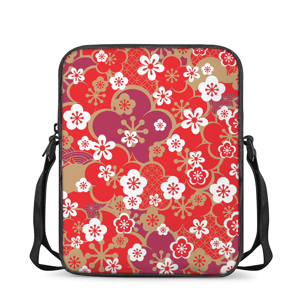 Flower Kimono Pattern Print Rectangular Crossbody Bag