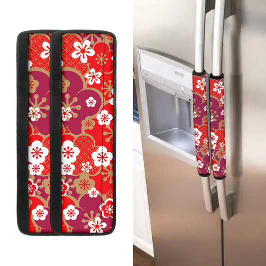 Flower Kimono Pattern Print Refrigerator Handle Covers