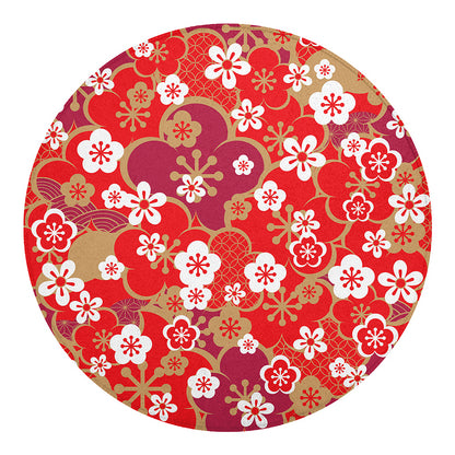 Flower Kimono Pattern Print Round Blanket