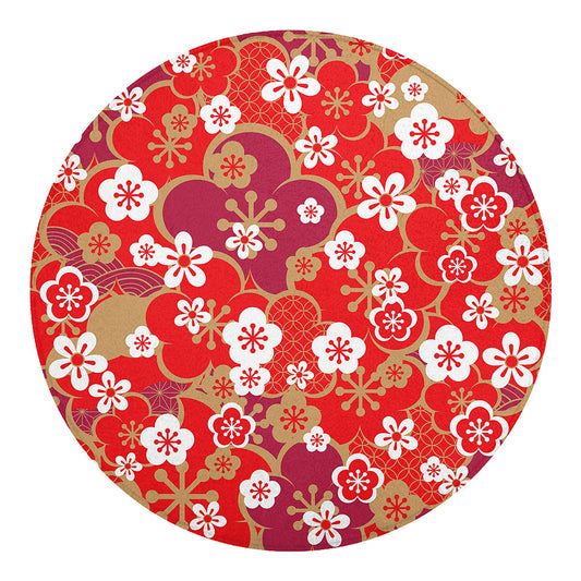 Flower Kimono Pattern Print Round Blanket